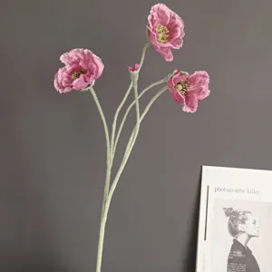 Stelo di fiore di papavero rosa artificiale decoro casa dettaglio primo piano design