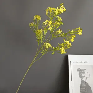 Fleur de lila jaune artificielle tige unique pour décoration maison et arrangement floral de mariage.