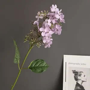 Hortensia puntiaguda artificial de crepé rama única para decoración hogar hotel boda.