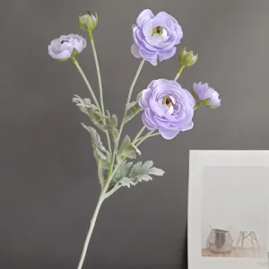 Artificial ranunculus flower bunch light purple decorative floral prop for home decor