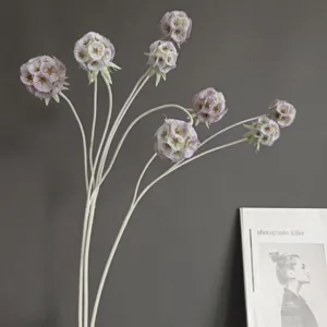 Fleur de scabieuse floquée artificielle tige unique style nordique décoration maison