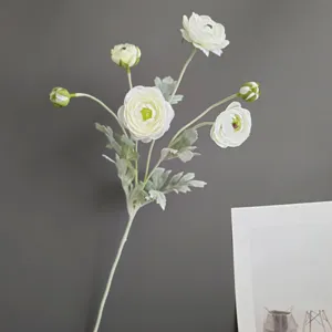 Artificial 6-head ranunculus flower branch fake floral home decor photography prop