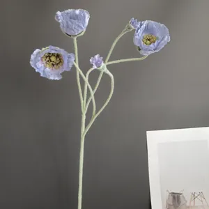 Ramo di papavero artificiale floccato decorazione per la casa minimalista nordica