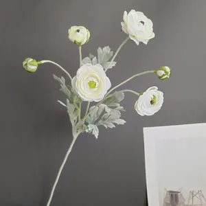 Artificial 6-head ranunculus peony flower branch for home decor wedding party decoration props