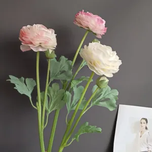 Artificial ranunculus flower bouquet details for home decor and photography props.