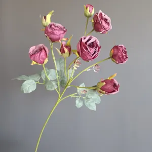 Artificial rose branch 10 heads silk fake flowers home wedding decor Nordic style