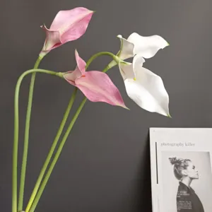Künstliche EVA Calla Lilien Blumen Doppelkopf rosa weiß Heimtextilien Detailansicht