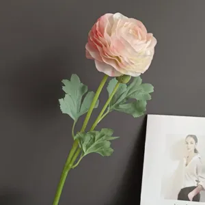 Artificial ranunculus flower stem detail, realistic touch peony for home decor and photography.