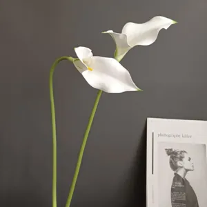 Künstliche Calla Lilie Blume Detail, weiße Kunstblume Stiel für Heimdeko und Display.