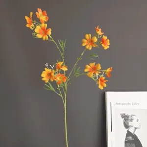 Ramo di fiori di cosmea artificiale, stelo di margherita finta per decorazione casa e foto.