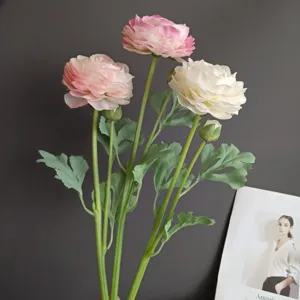 Artificial ranunculus flowers bundle, realistic faux peony for home wedding decor photography.