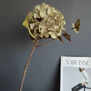 Fiore finto ortensia artificiale vintage stelo per decorazione casa matrimonio chic.