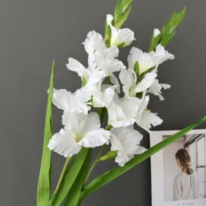 Artificial gladiolus flower long branch fake floral decor for home and hotel wedding.