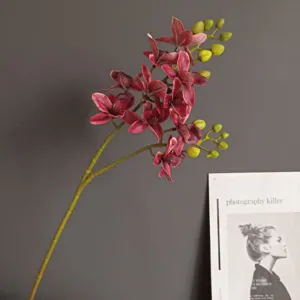 Finta Orchidea Ramoscello Fiore Artigianale Phalaenopsis Decorazione Casa Nozze Bouquet