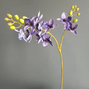 Ramo di fiori di orchidea Phalaenopsis artificiale per decorazioni domestiche e nozze.