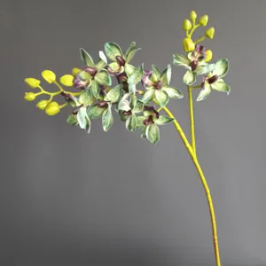 Orchidea Phalaenopsis Artificiale Ramo Singolo Incollato in PU Fiore Realistico Per Arredamento Casa Nordica Matrimonio