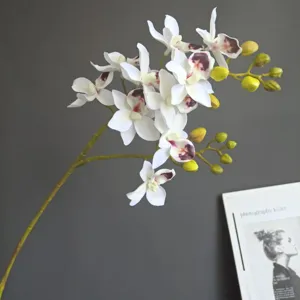 Dettaglio stelo orchidea bianca finta per decorazione d'interni nordica e composizione nuziale
