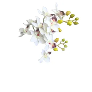Rametto di fiori di orchidea Phalaenopsis artificiale bianco per arredamento casa matrimonio