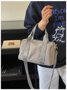 Casual nylon crossbody bag, lightweight daily commuter shoulder bag with top handles.