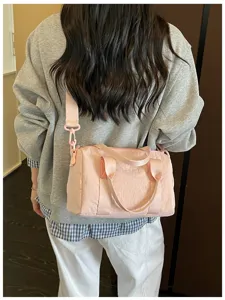 Casual pink shoulder bag for women, stylish crossbody handbag, light daily commute travel bag