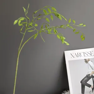 Artificial 2-forked green oat grass branch, perfect for Nordic home decor and floral design.
