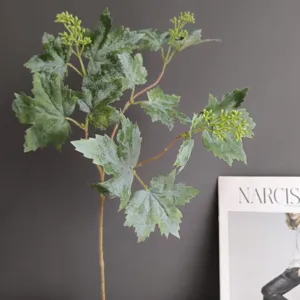 Rama de planta de hoja de uva artificial para decoración del hogar nórdico, follaje real.