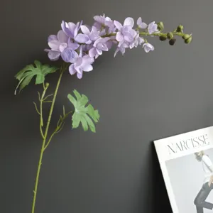 Fiore di delphinium artificiale gambo singolo viola pianta finta arredamento casa