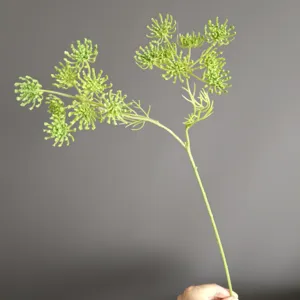 Detailed close-up of artificial green fennel lace flower branch for home decor and arrangements.