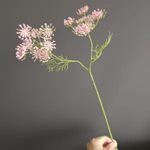 Detailed close-up of artificial pink lace flower stem, perfect for floral arrangement and home decor.