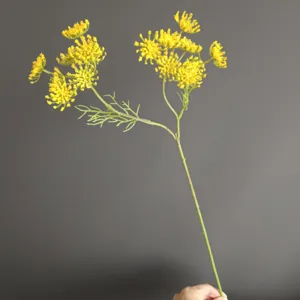 Artificial yellow lace flower fennel branch for home decor wedding floral arrangement.