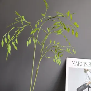 Artificial oat grass branches green foliage stems for home decor and floral arrangement.