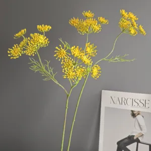 Artificial yellow fennel lace flower for modern home decor, wedding decor and party display.
