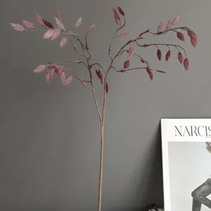Artificial 2-branch oat grass leaf stem for Nordic home decor, floral arrangements, and wedding bouquets.
