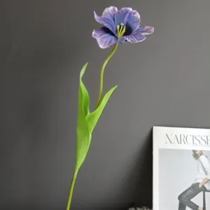 Flor de tulipán artificial individual violeta decoración hogar minimalista boda diseño