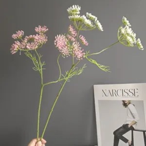 Artificial lace flower bouquet simulation fennel plant for home wedding decor detail shot
