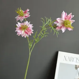 Artificial wild flower daisy chamomile branch for home decor and photography prop detail