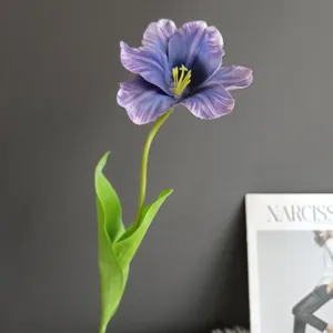 Flor artificial de tulipán morado rama única decoración del hogar estilo moderno minimalista