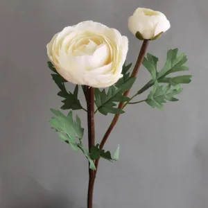 Detailed view of the 2-head artificial ranunculus flower for gorgeous home floral decor.