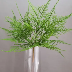 Rama de helecho artificial, follaje verde de plástico de 5 horquillas para decoración del hogar y bodas.