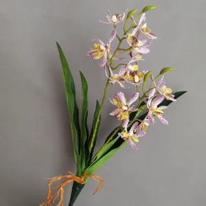 Detailed view of artificial orchid flower, realistic 3D print milan design for home decoration.