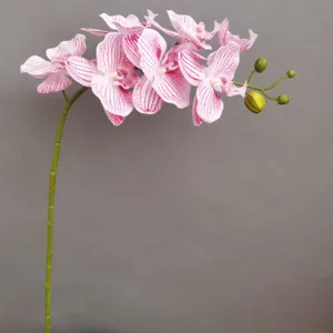 Künstliche Phalaenopsis Orchidee Einzelstiel mit rosa gestreiften Blüten für Deko.