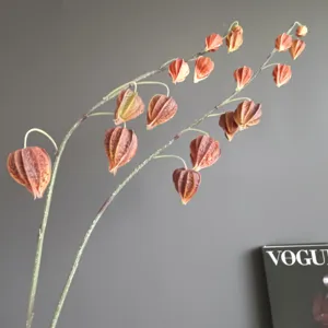 Branche de Physalis Lanterne Artificielle en PU Fausse Alkékenge Déco Maison Moderne