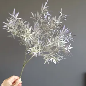 Artificial flocked lucky clover grass branch for Nordic home wedding floral arrangement.
