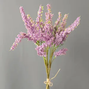 Artificial lavender bouquet faux foxtail grass floral arrangement home wedding party photography decor