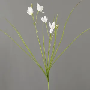 Artificial white flower detail shot with long green stems, perfect for home decor and floral displays.