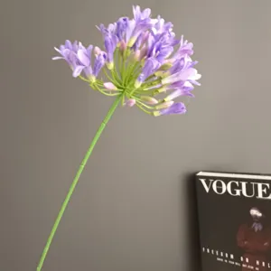 Fiore di agapanto artificiale a ramo singolo per decorazione d'interni moderna design