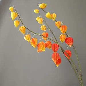 Détail de branche de lanterne chinoise artificielle, décor PU réaliste orange pour maison.