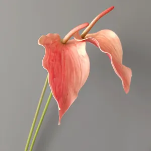 Lifelike artificial anthurium flower pink flamingo flower fake plant for home decor wedding