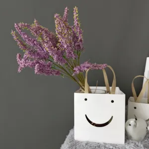 Artificial lavender flowers in white smiley face bag nordic home decor floral arrangement detail