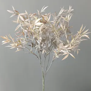 Artificial 5-fork flocked clover plant branch for home decor wedding floral arrangement